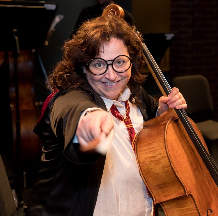 musician wearing harry potter costume