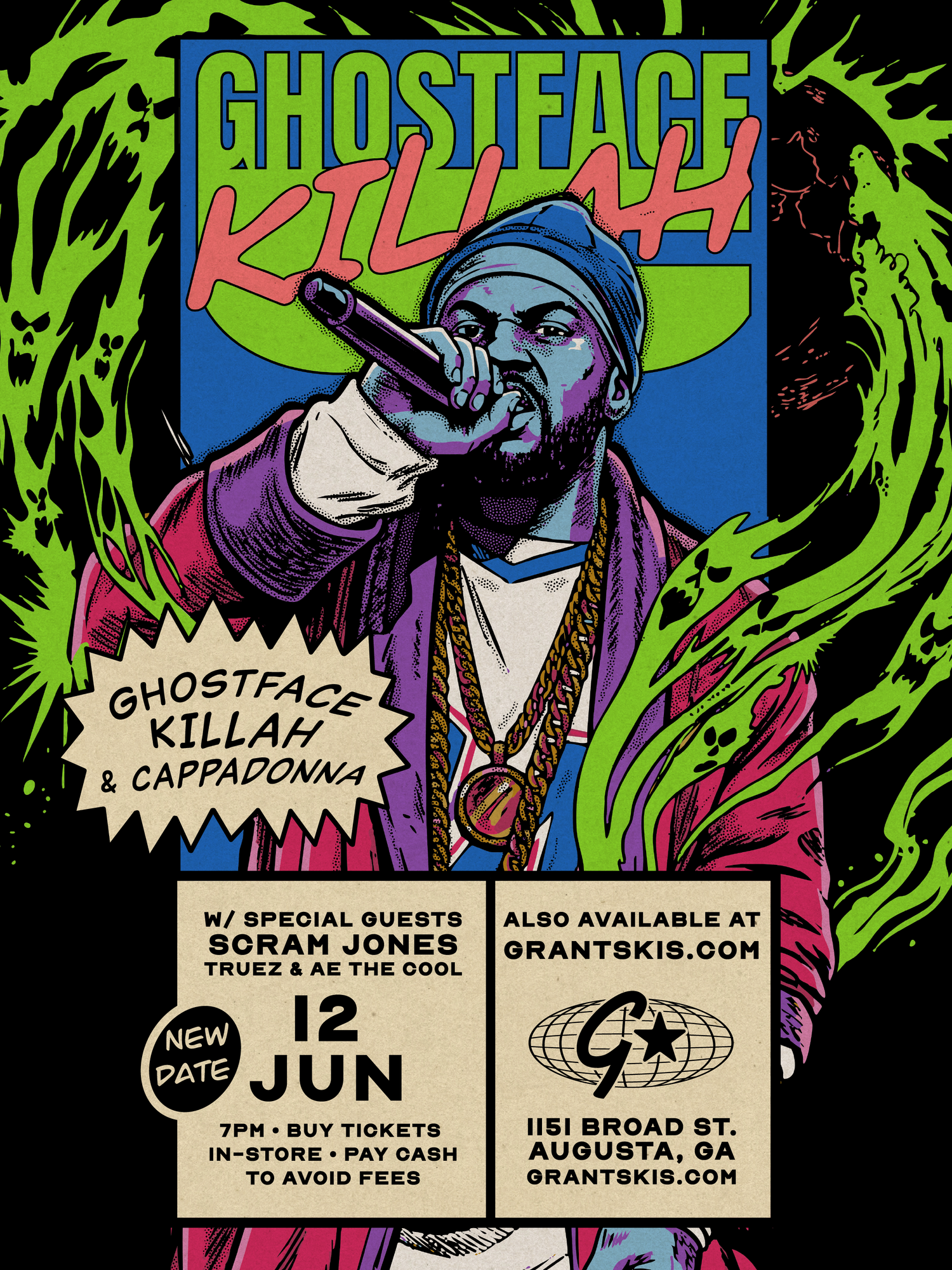 “GHOSTFACE KILLAH W/ CAPPADONNA, SCRAM JONES, AE THE COOL & TRUEZ” | Grantskis Records Live stage